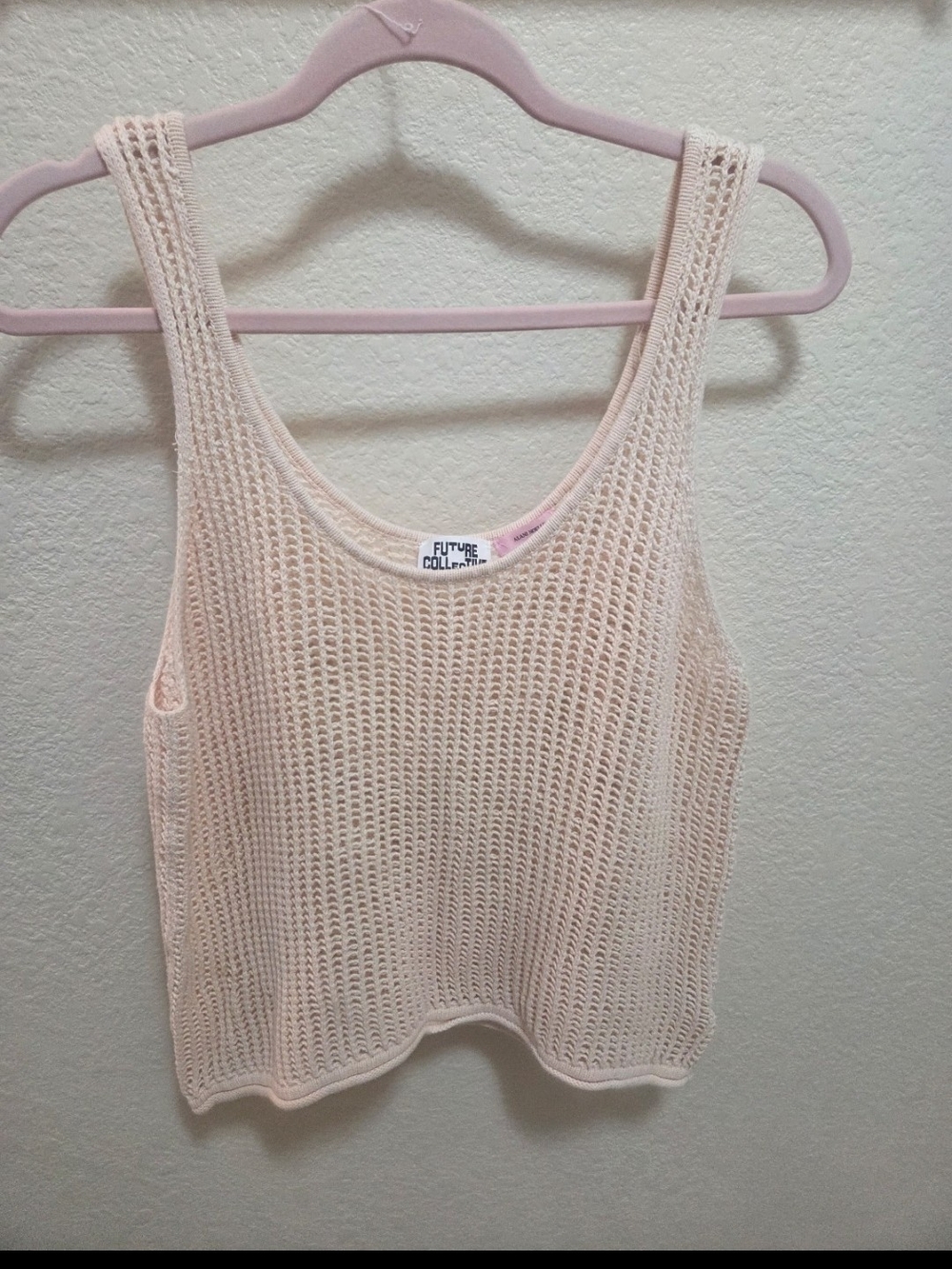 Future Collective Pale Pink Crochet Tank